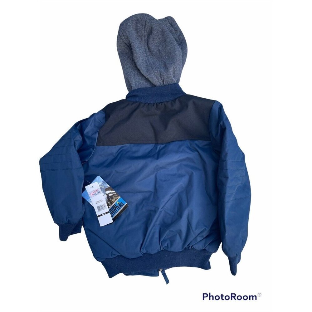 IXTREME Boy's Flight Bomber Jacket W/Hood Insulated Water Resistant Blue Sz 5 - Picture 2 of 6